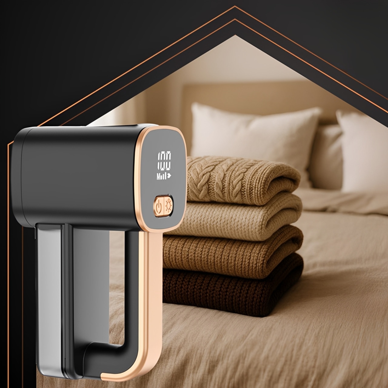 Aparat electric pentru curatarea scamelor Delicate Clothes idealSTORE, Afisaj digital si lumina LED incorporata, Reincarcabil prin USB tip C, Reglarea vitezei in 3 trepte, 6 lame din inox pentru eficienta, Timp maxim de utilizare 120 de minute