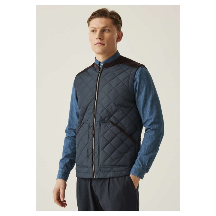 Vesta matlasata pentru barbati, Regatta Moreton, hidrofuga, cu fermoar - RETRA876, Albastru inchis