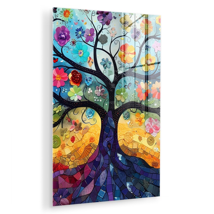 Картина върху плексиглас, абстрактна, декоративна, за всекидневна, модерно изкуство, декорация за стена, щамповано стъкло, тъмно синьо 60x90