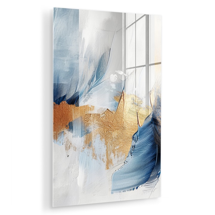 Картина от плексиглас, абстрактна, декоративна, за всекидневна, модерно изкуство, декорация на стени, изображение, отпечатано върху стъкло, светлосиньо 40x60