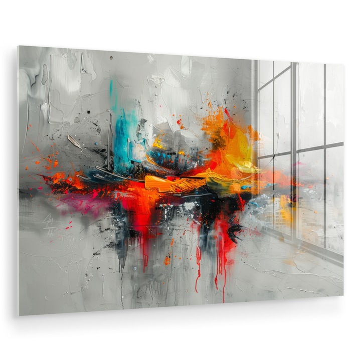 Tablou pe plexiglas, Abstract, Decorative, Living, Modern Art, Decorarea peretilor, Imagine imprimata sticla Gri deschis 60x40