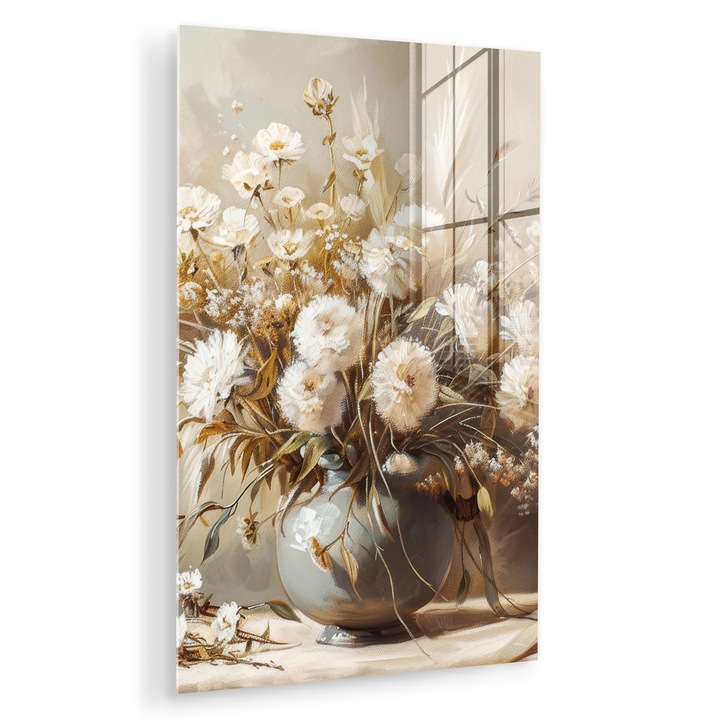 Картина върху плексиглас, абстрактна, декоративна, за хол, модерно изкуство, декорация за стена, изображение, отпечатано върху стъкло, кремаво 60x90