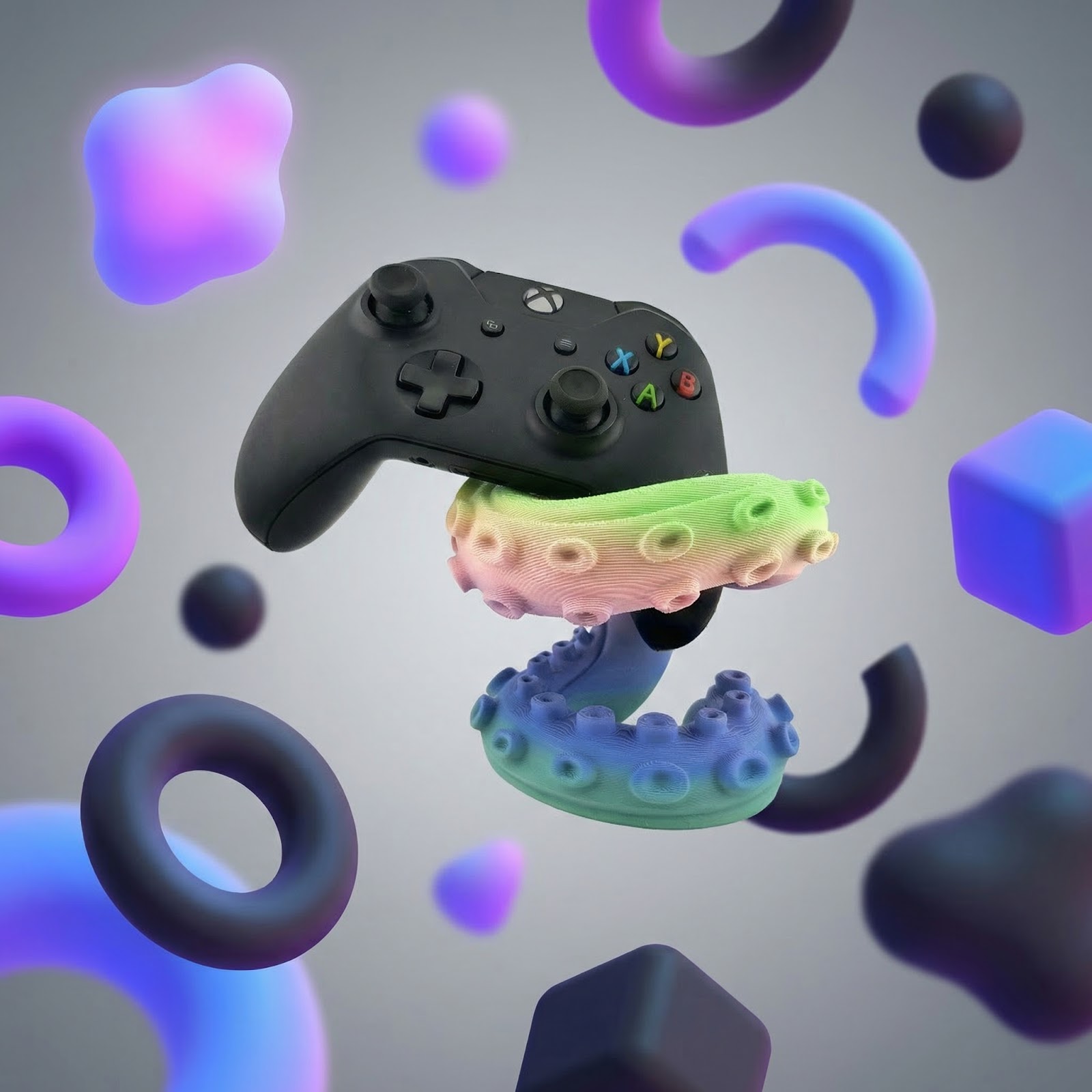 Suport Controller cu Design Tentacul, Multicolor, Plastic PLA, 14 cm ...