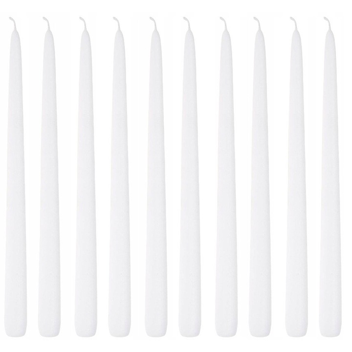 Комплект бели свещи, BISPOL, 10 броя, 24 см