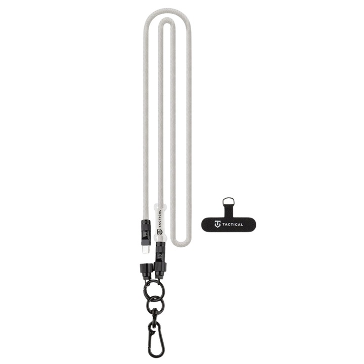 Cablu Tactical 2 in 1 cu snur telefon Snake Fast Charge Type-C la Type-C, PD 60W 1.2m Alb