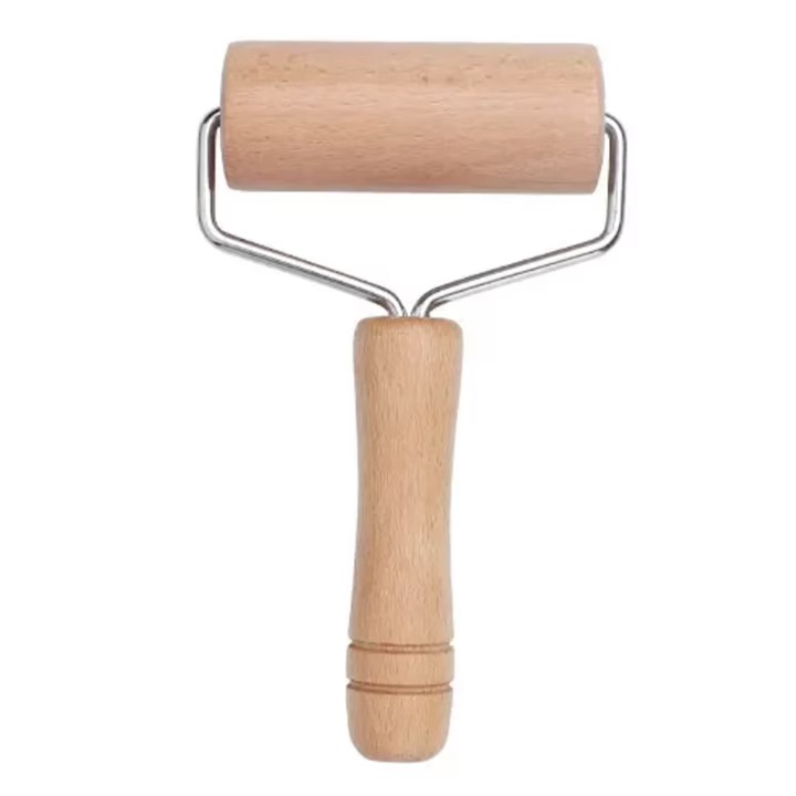 Sucitor practic din lemn cu maner, potrivit pentru intinderea aluatului, Patiserie, a pizza sau a gogosilor, Maro