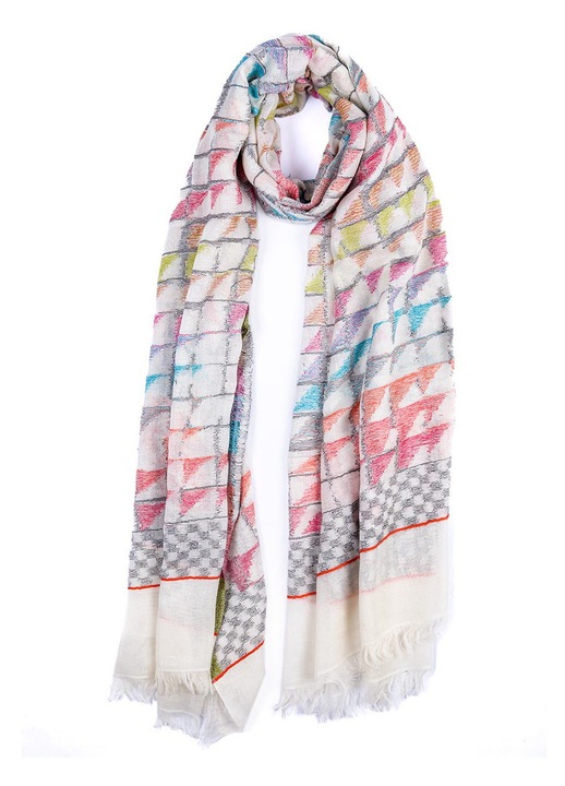 Sal dama Passigatti, pastel, 100% bumbac, 100x180cm, cu margine franjurata