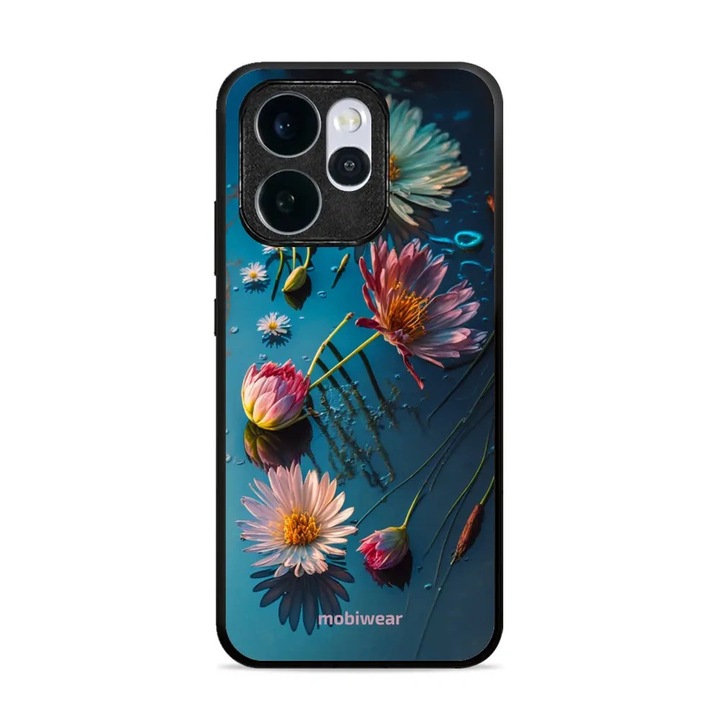 Калъф, Mobiwear - Glossy Case - G013G за Oppo Reno 15, Синьо С Флорален Мотив