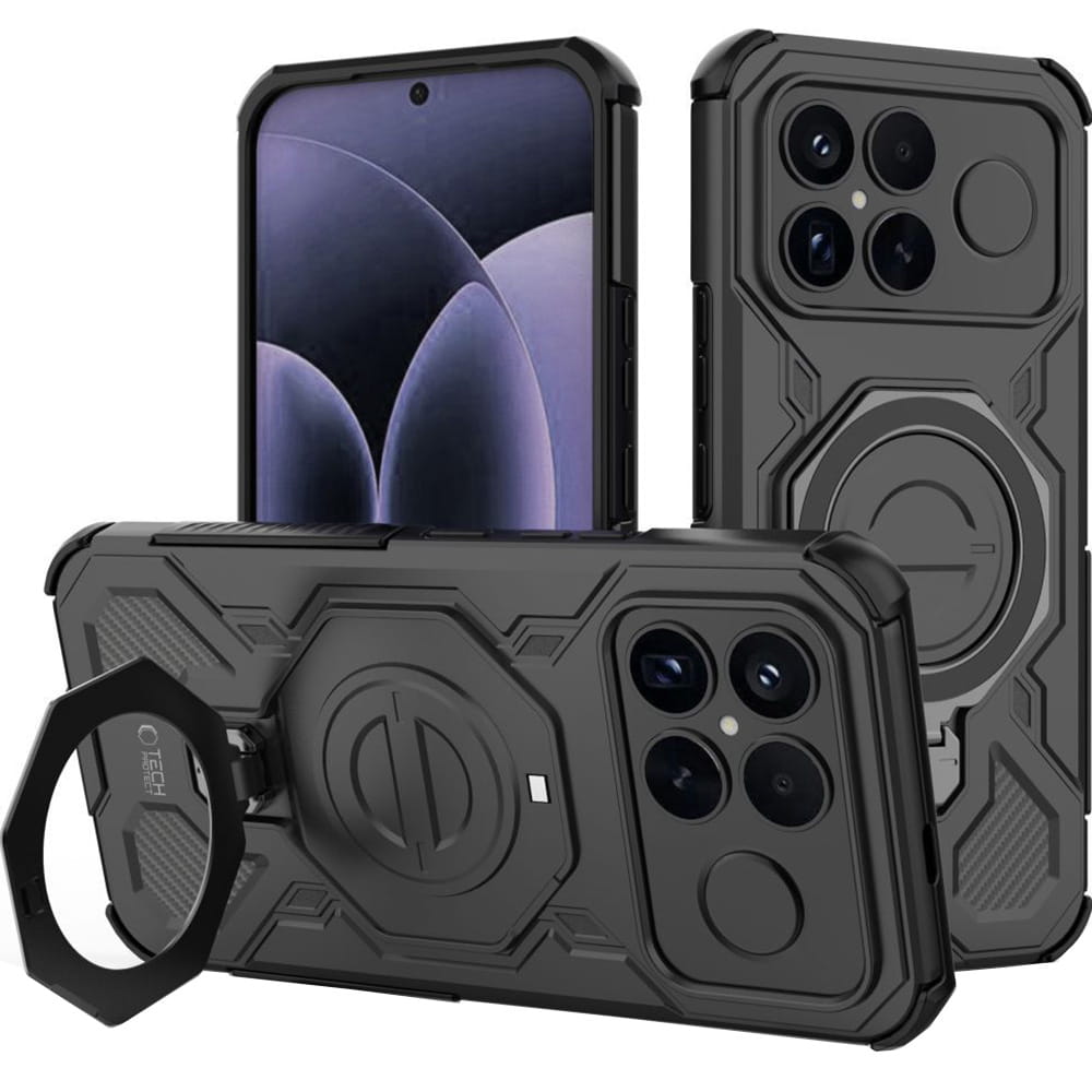 Husă Tech-Protect TacticStand pentru Xiaomi POCO F8 Ultra, Negru Mat, Plastic