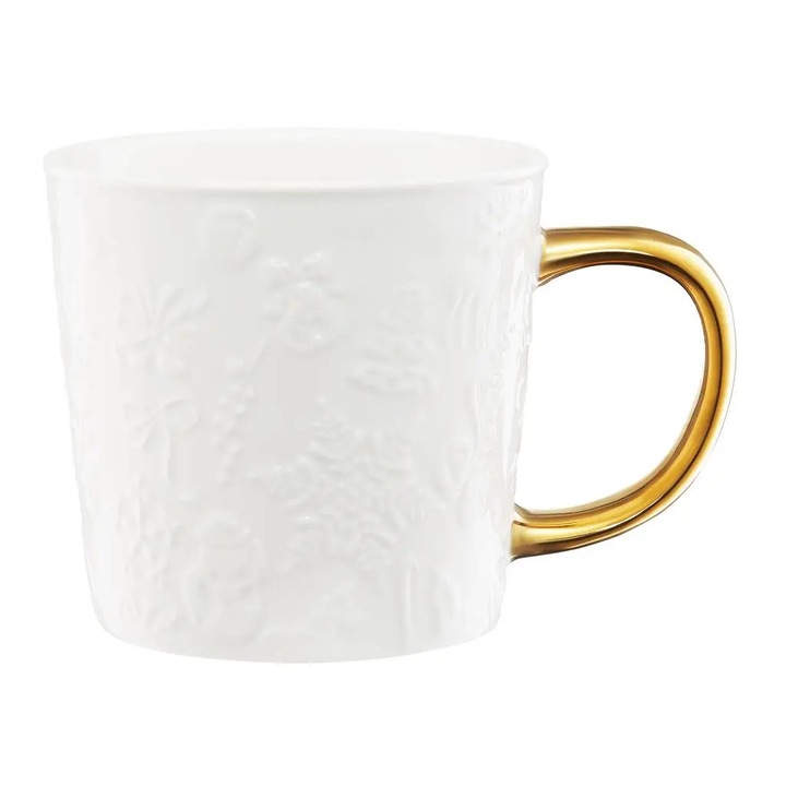 Cana festiva DAJAR 380 ml, alb-aurie, colectia Frosty