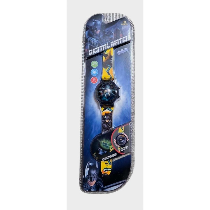Ceas Super Eroi pentru copii cu design distractiv! Functioneaza cu baterii, are ecran rotativ si fosforescent care se vade usor si pe intuneric