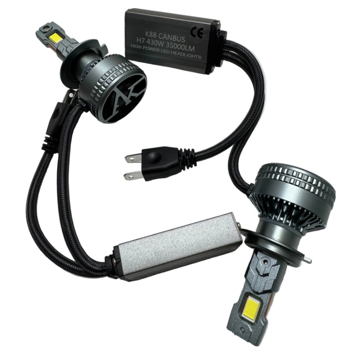 Set 2 Becuri LED Auto K88 H7 putere 430W de 35000LM CANBUS 6000K