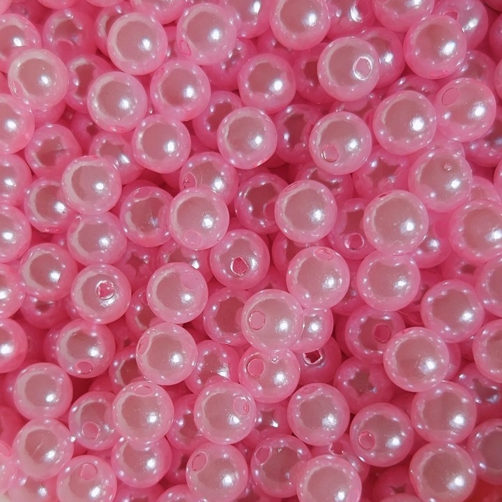 Margele plastic set 200 buc, 7-8mm, roz