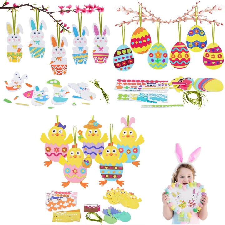 Set Creativ de Paste, 18 Proiecte, Figurine din Spuma Autoadeziva, Multicolor, pentru 3 ani+