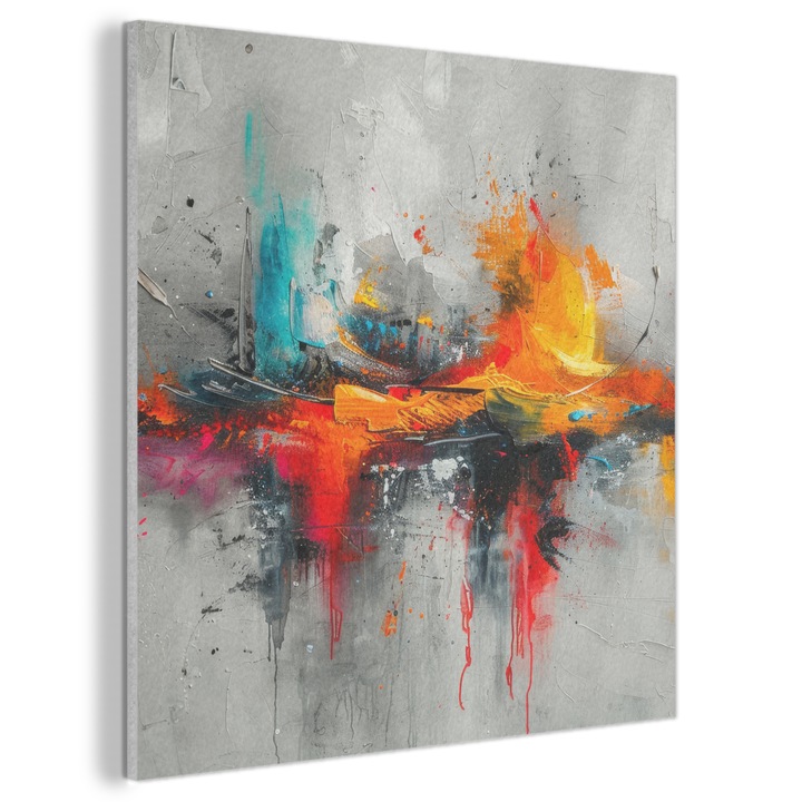 Tablou Acustic, Abstract, Decorative, Living, Bucatarie, Modern Art, Decorarea peretilor, Panou fonoabsorbant Gri deschis 90x90 cm