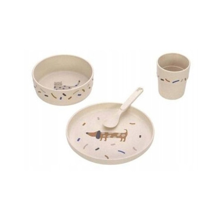 Set de vesela pentru copii LASSIG, bej, fara melamina, 12m+