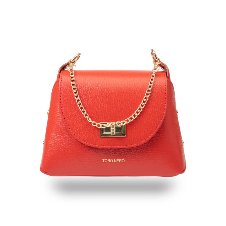 Raisa piros színű valódi bőr női táska