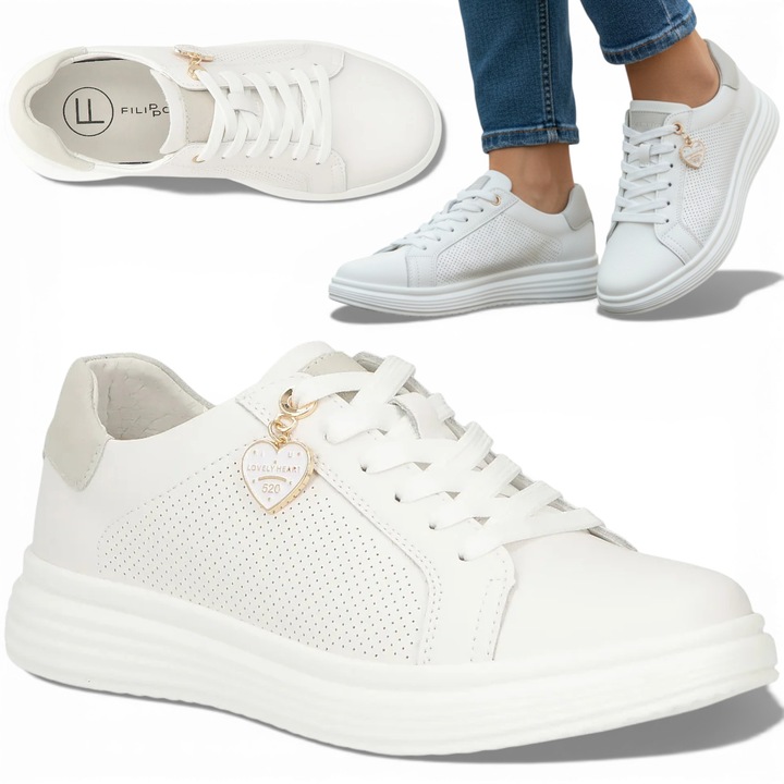 Pantofi Sport Dama, Filippo, Piele Naturala, Comozi, Primavara, Stil Sportiv, Negru