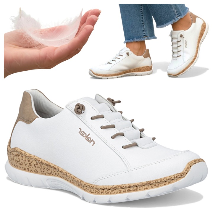 Pantofi Sport Dama, Rieker, Stil Sportiv, Comozi, Primavara, Slip-On, Usori, Albi 39