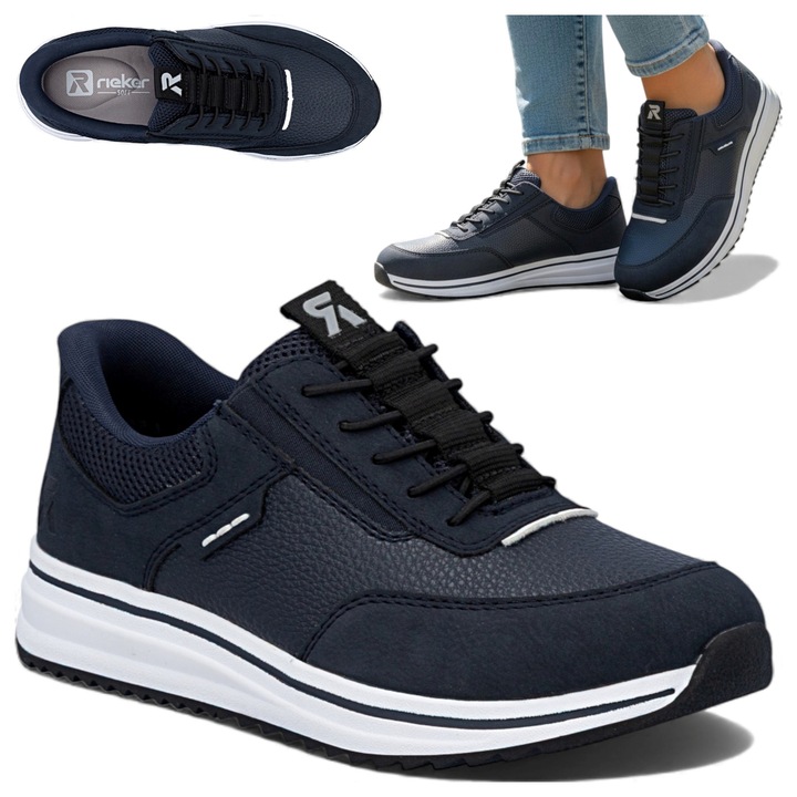 Pantofi Sport Dama, Rieker, Primavara, Bleumarin, Stil Sportiv, Slip-On 37