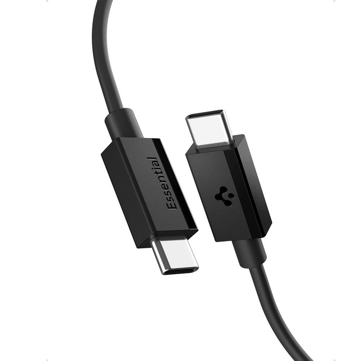 USB-C - USB-C adat- és töltőkábel, 1 m, Spigen, Fekete szín, ACA08718