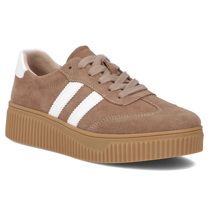 Pantofi Sport Dama, Filippo, Piele Naturala, Comozi, Moderni, Talpa Groasa, Bej