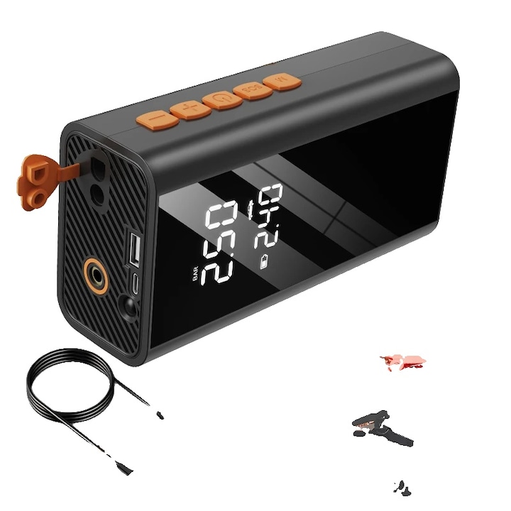 Redresor auto, 1200A, cu compresor de aer 150PSI, sursa de alimentare portabila, 8000-10000mAh, 12V