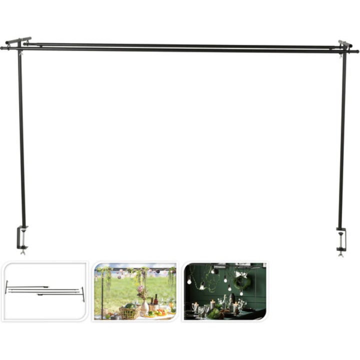 Stant metalic pentru decorare masa, Koopman, 98cm inaltime, 140-250cm latime, negru