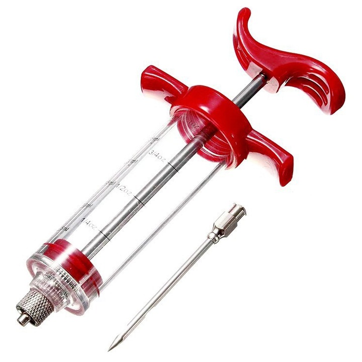 Set Seringa Marinare Carne, inclusiv Ace, Capacitate 30 ml, Perfect pentru Murare, Rosu