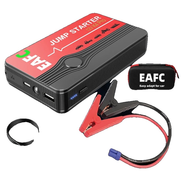 Redresor auto, 600A, cu 2 porturi USB, design rezistent la intemperii, cu geanta