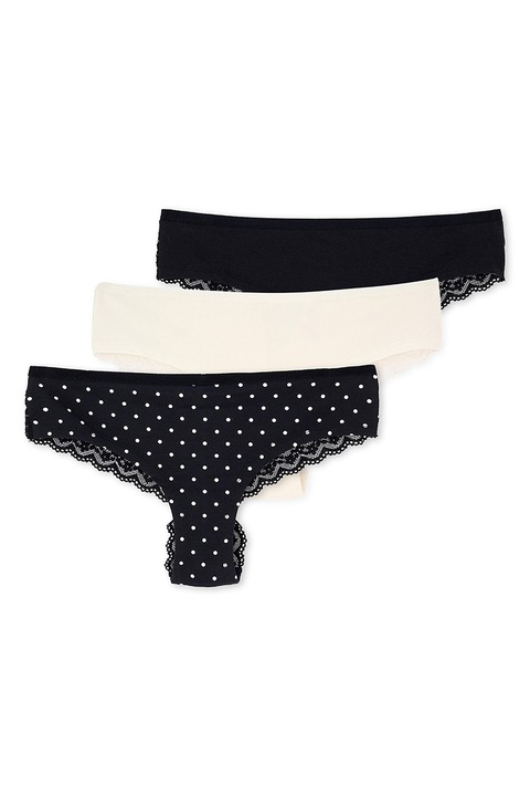 DAGI, Set de chiloti din amestec de modal si bumbac - 3 perechi, Alb/Negru