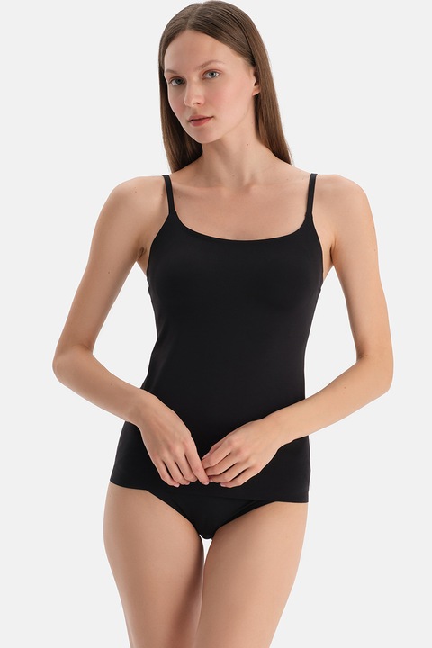 DAGI, Top slim-fit cu bretele ajustabile, Negru