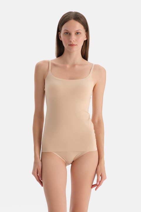 DAGI, Top slim-fit cu bretele ajustabile, Bej deschis