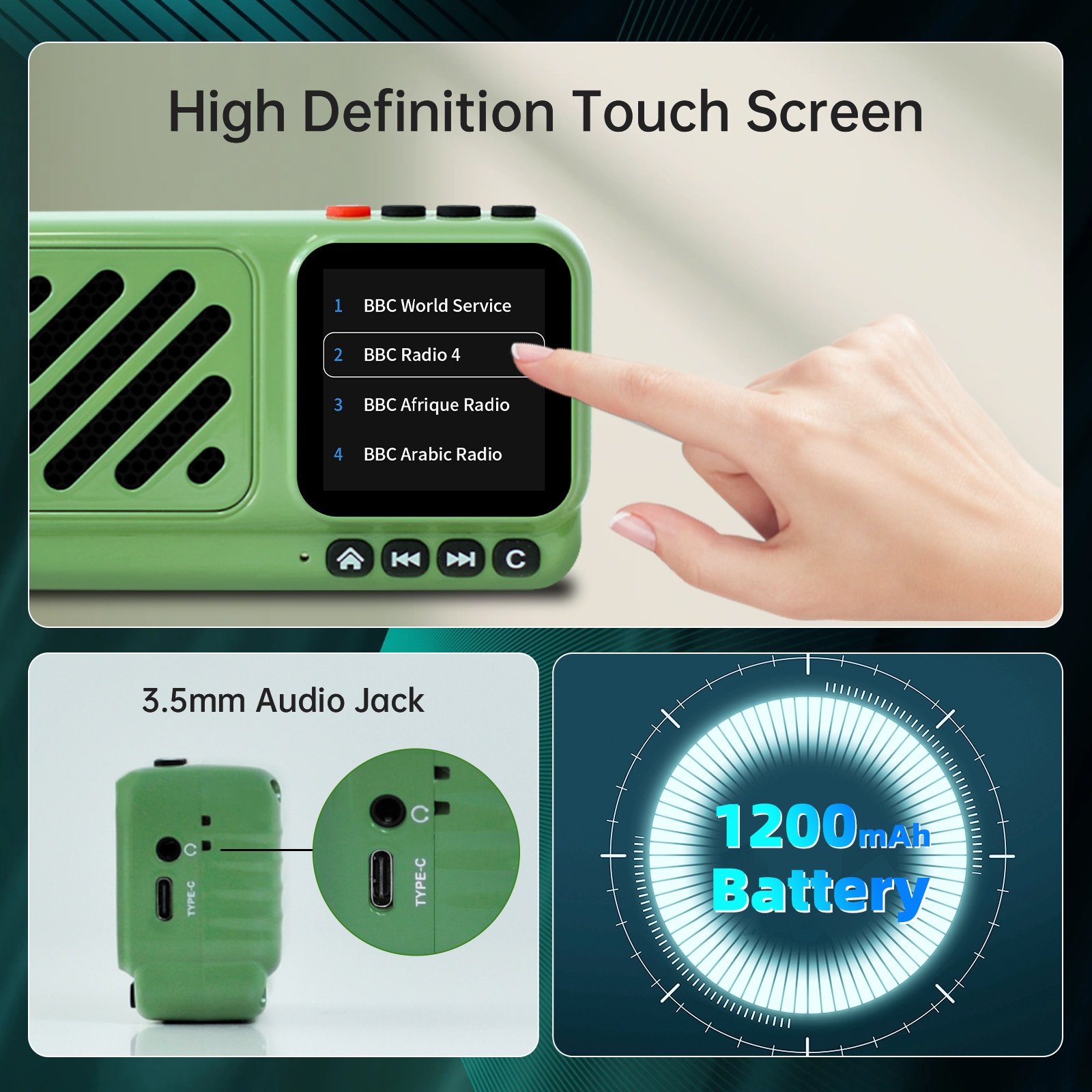 Difuzor Bluetooth CHOYONG Voyager, mini portabil, wireless, Bluetooth 5.3, 40.000 posturi radio, alb