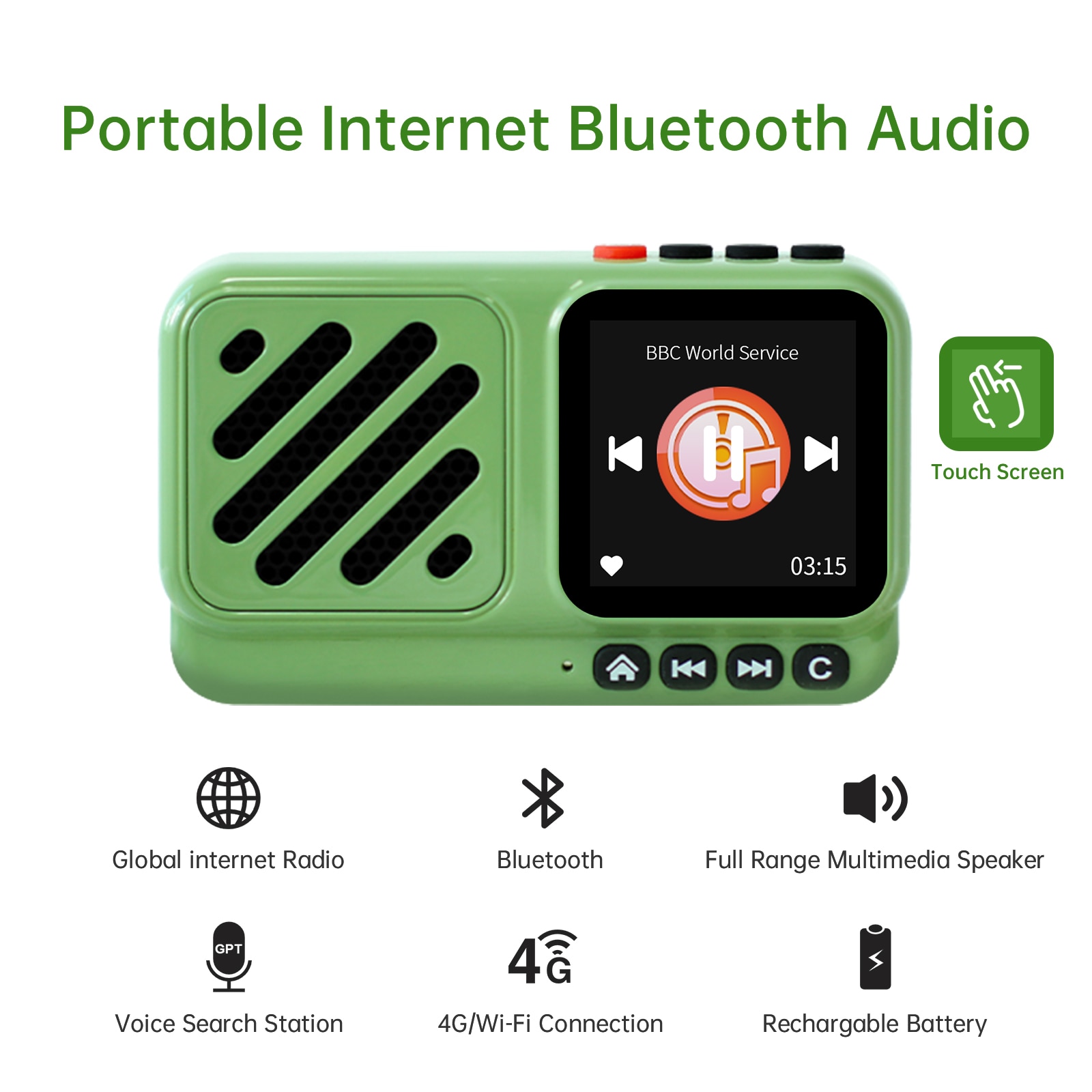 Difuzor Bluetooth CHOYONG Voyager, mini portabil, wireless, Bluetooth 5.3, 40.000 posturi radio, alb