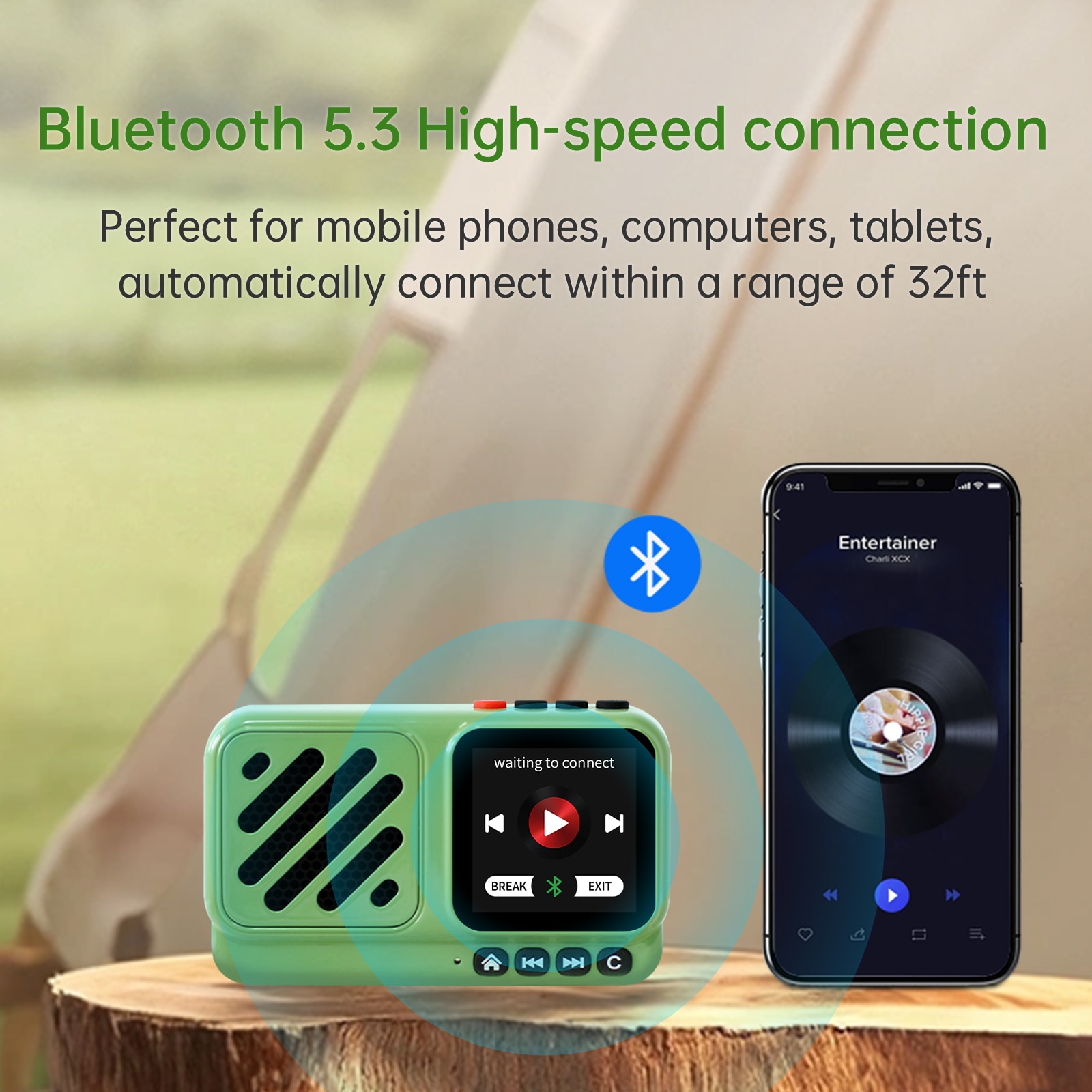 Difuzor Bluetooth CHOYONG Voyager, mini portabil, wireless, Bluetooth 5.3, 40.000 posturi radio, alb