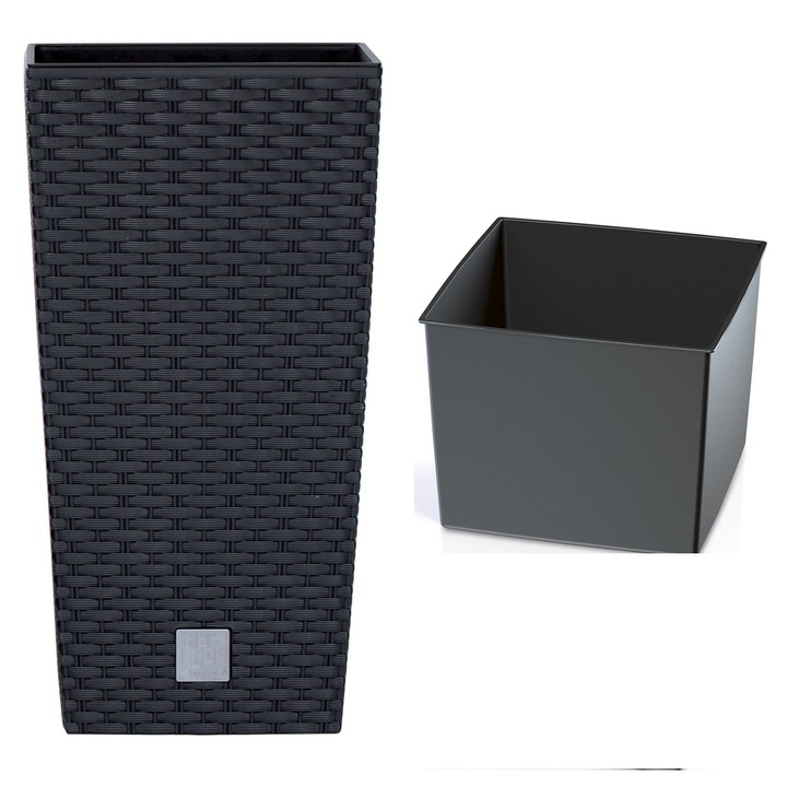 Ghiveci Prosperplast RATO DRTS300 set cu inaltime 55cm, antracit, 35l, 29x29cm