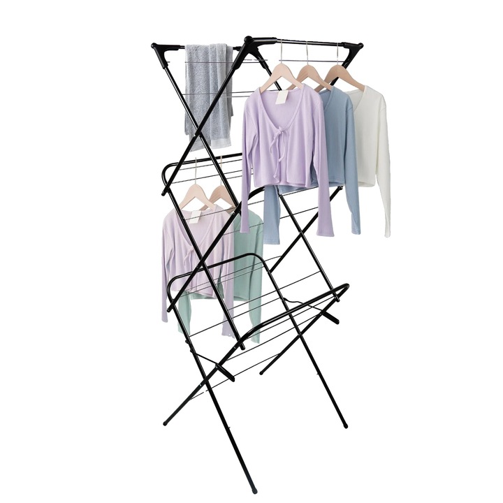 Uscator de rufe, design compact, constructie durabila, negru, 42x44cm