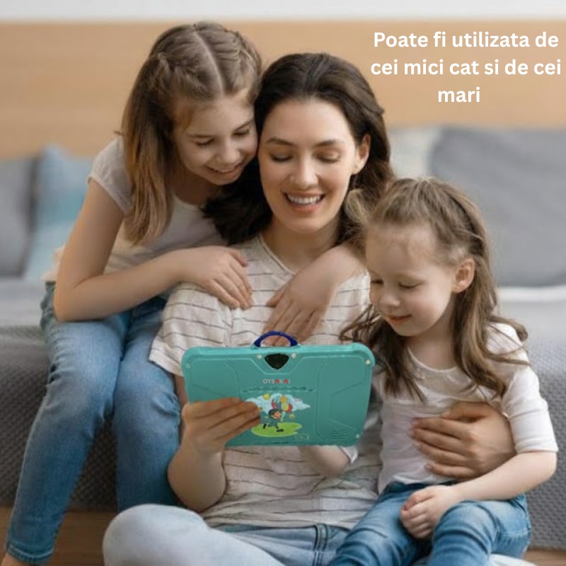 Tabletă educativă C81, 7 inch IPS, Android, procesor Octa-Core, 16GB, anti-cadere, set cu 3 jucării cadou