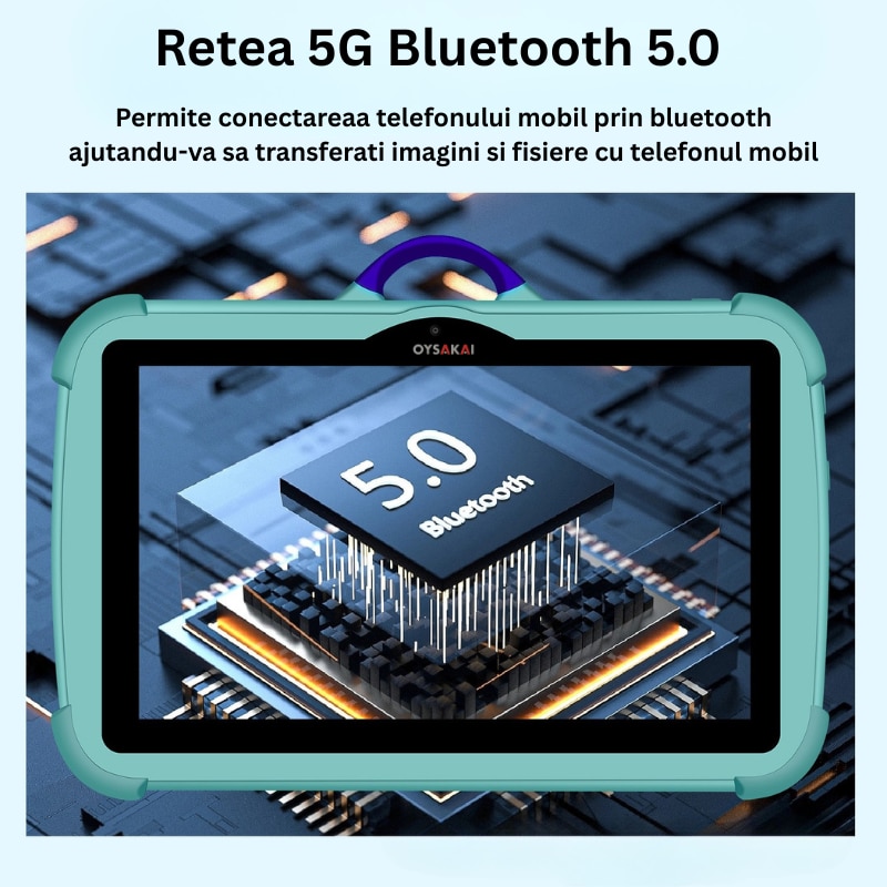 Tabletă educativă C81, 7 inch IPS, Android, procesor Octa-Core, 16GB, anti-cadere, set cu 3 jucării cadou