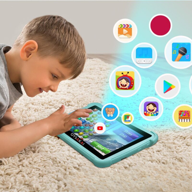 Tabletă educativă C81, 7 inch IPS, Android, procesor Octa-Core, 16GB, anti-cadere, set cu 3 jucării cadou