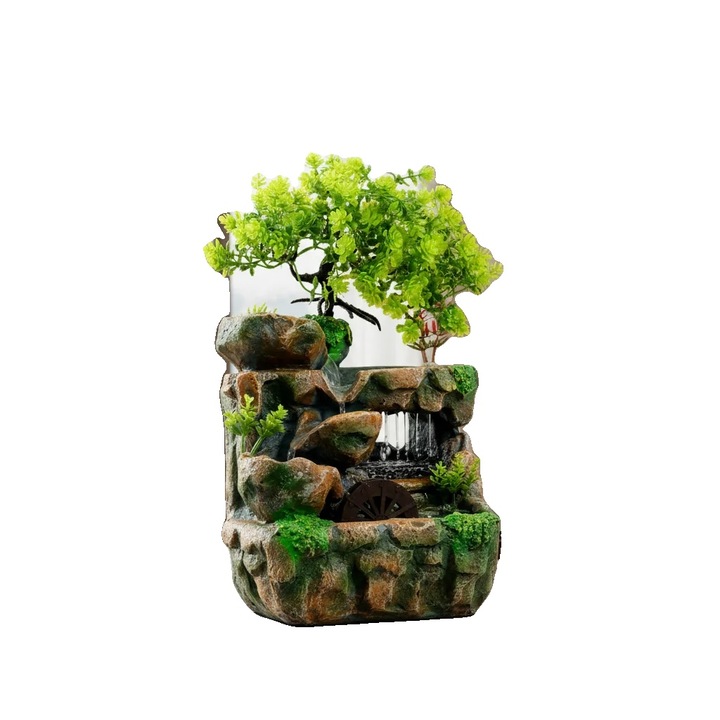 Настолен фонтан, материал смола, 18x15x30 см, LED осветление