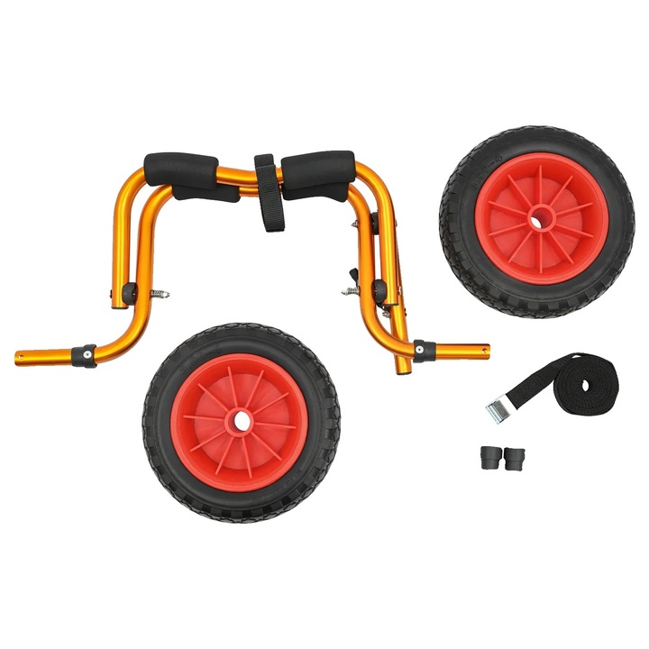 Carucior pentru kayak, aluminiu, roti solide, multicolor, capacitate 80kg, design pliabil