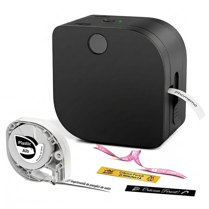 Imprimanta termica portabila pentru etichete Leccik® cu conectivitate Bluetooth, compatibila iOS si Android, ideala pentru organizare acasa sau birou, culoare negru