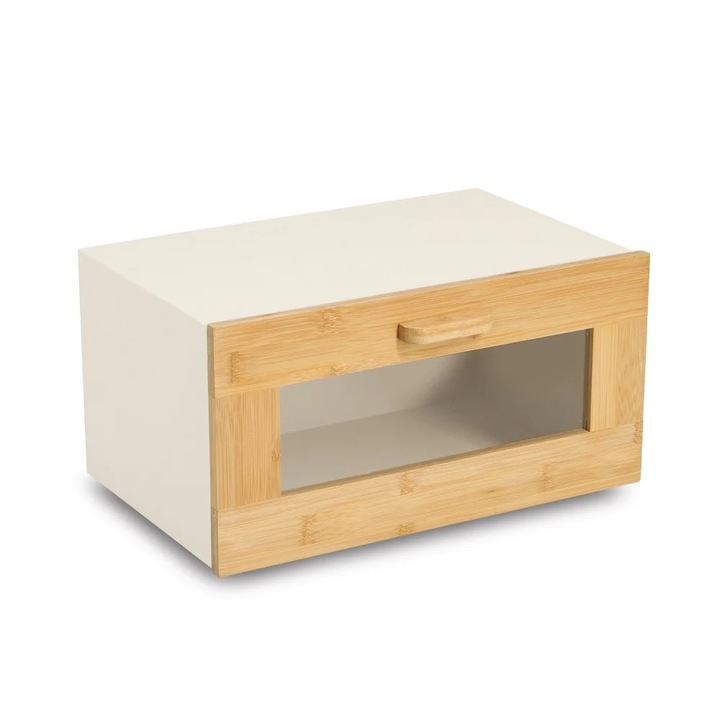 Cutie paine Zeller, bambus/metal, 36x23x20 cm, bej/maro