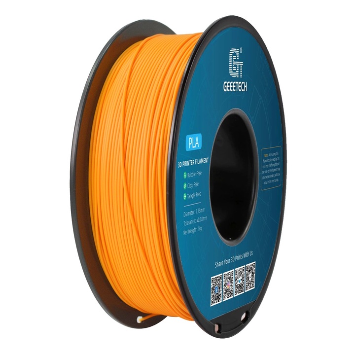 Filament 3D, PLA biodegradabil, rezistenta ridicata, portocalie, 1.75mm, 1kg