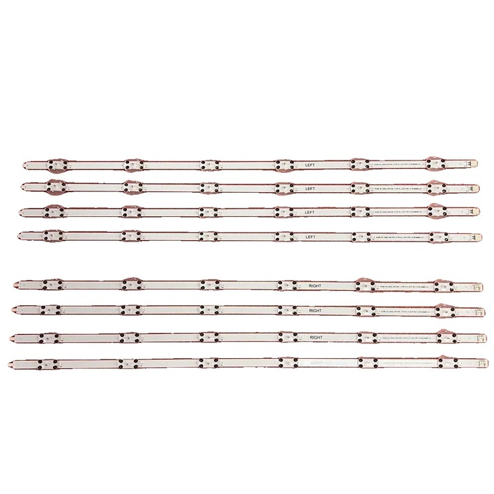 Benzile LED, 12 LED-uri pe banda, 1257mm, set de 8 bucati, aluminiu, montare usoara