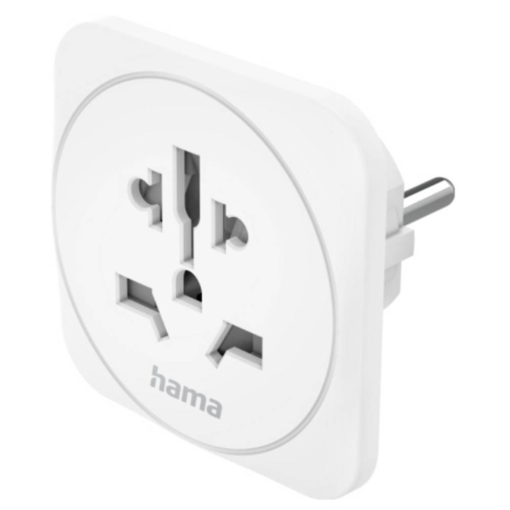 Adaptor priza Hama, tip E/F, 3 pini, 1 priza, montare aparent