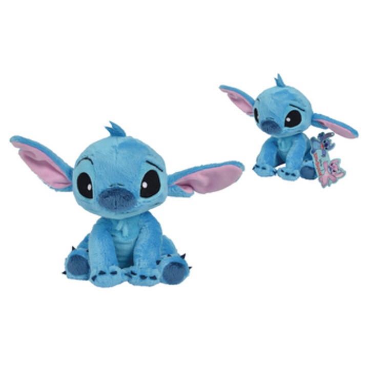 Jucarie de plus Disney Stitch 25cm, albastru, roz, 12x25x11cm