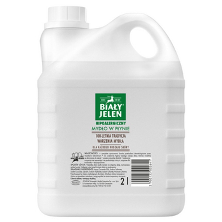 Хипоалергенен течен сапун Bialy Jelen, 2л, за чувствителна кожа, без парфюм, натурален